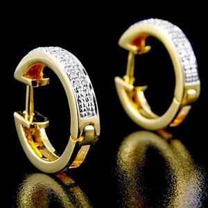 Designer 14K Yellow Gold Earrings with Diamonds